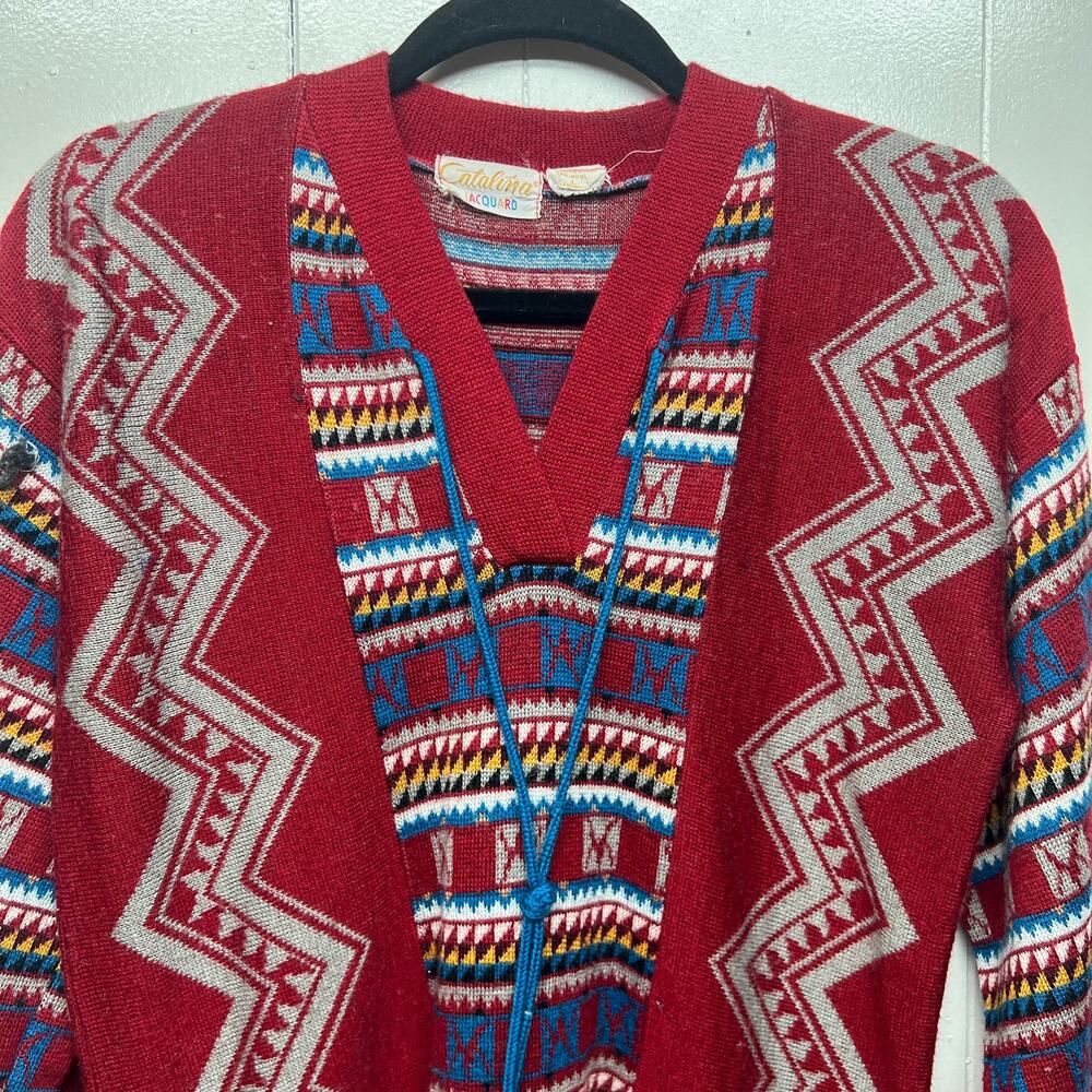 Catalina Wool Blend Vintage Aztec Print Women's Long Sleeve Sweater Size Medium - Picture 3 of 12